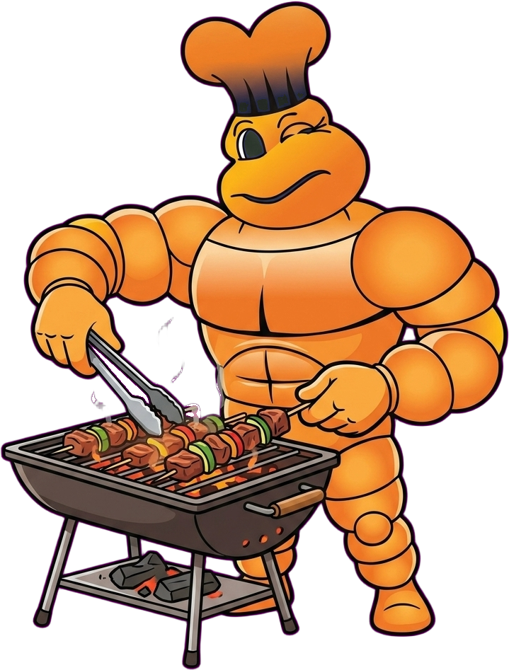 Ali's BBQ mascot at the grill